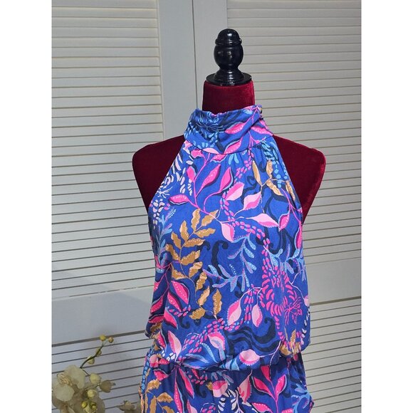 Lilly Pulitzer Women's Multicolor Borealis Blue Wyota Jumpsuit Size M 2802 - Picture 12 of 16